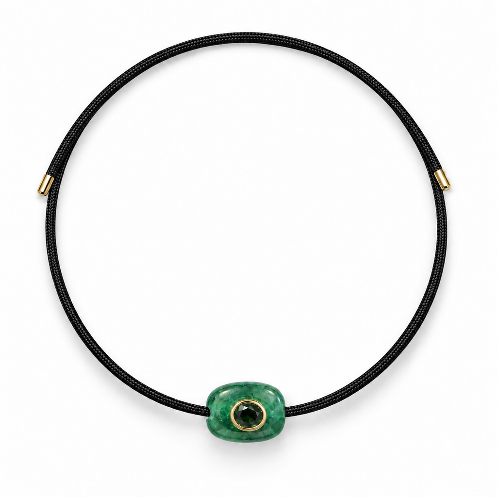 Black Cord Gemstone Magnetic Necklace