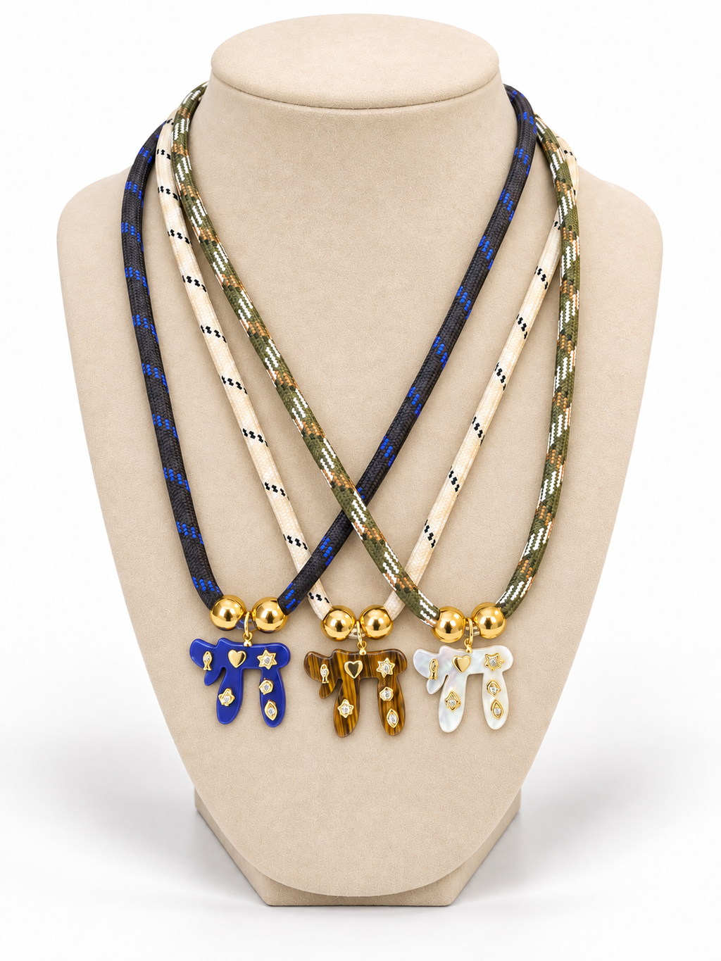 Navy Blue Chai Pendant Paracord Necklace