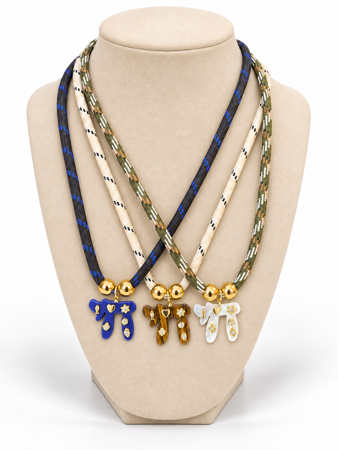 Navy Blue Chai Pendant Paracord Necklace