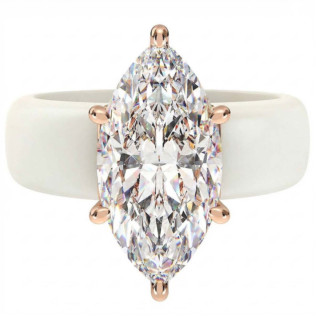 Marquise CZ White Silicone Ring