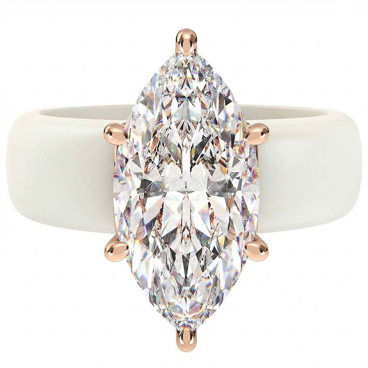 Marquise CZ White Silicone Ring