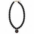 Black Beaded Pendant Necklace
