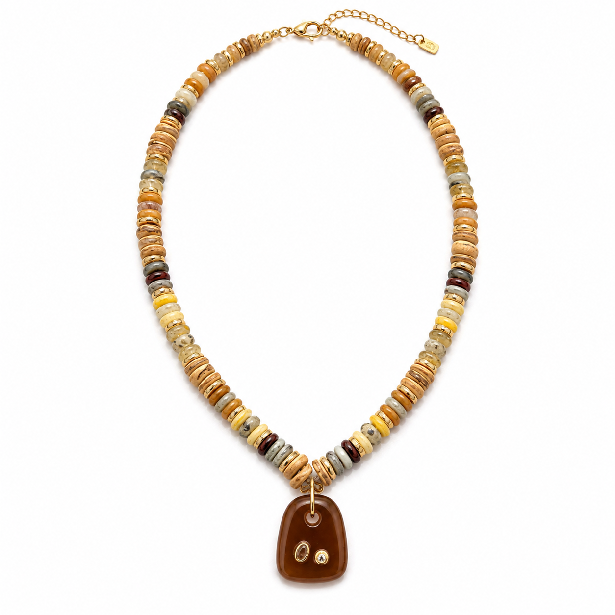 Earthstone Pendant Beaded Necklace