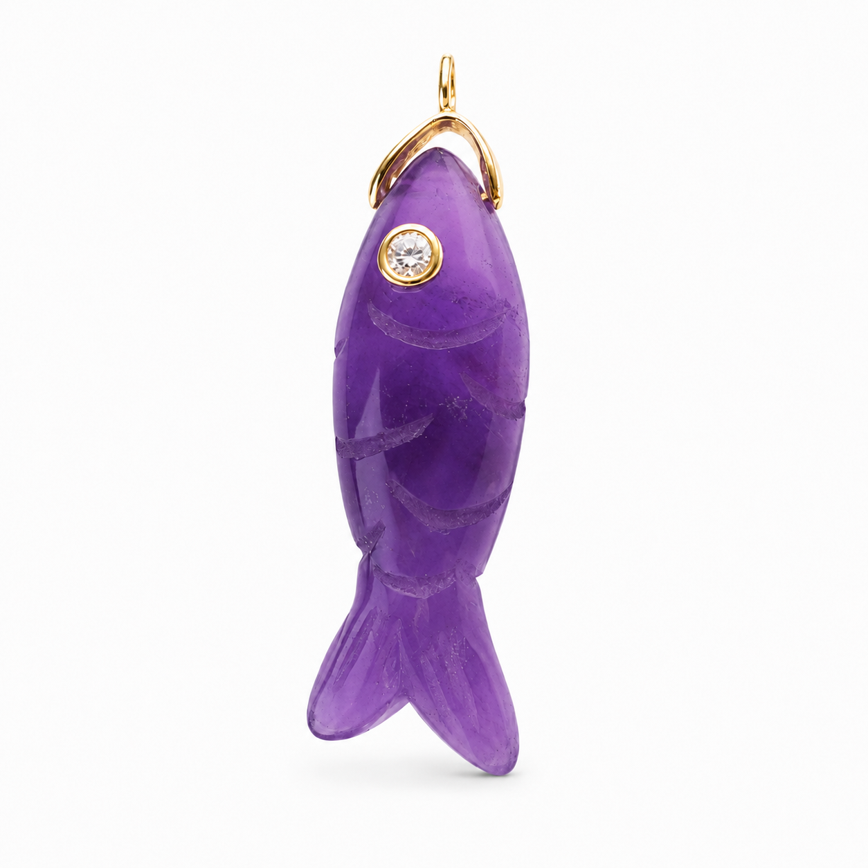 Amethyst Gemstone Fish Pendant