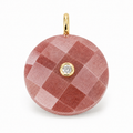Faceted Strawberry Quartz Round Gemstone Pendant