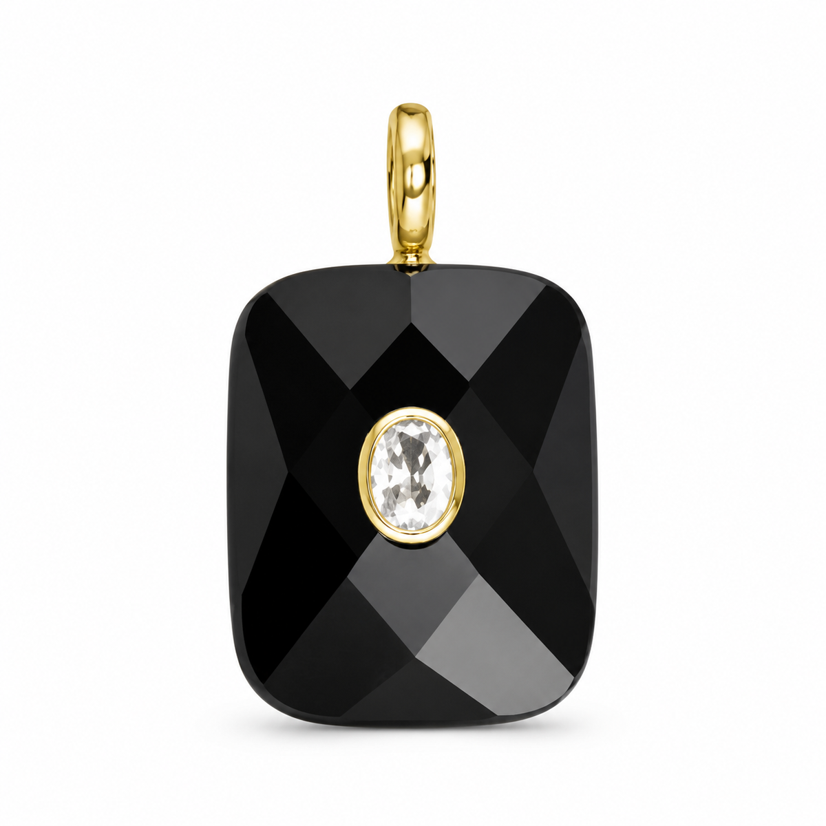 Faceted Black Onyx Rectangular Gemstone Pendant