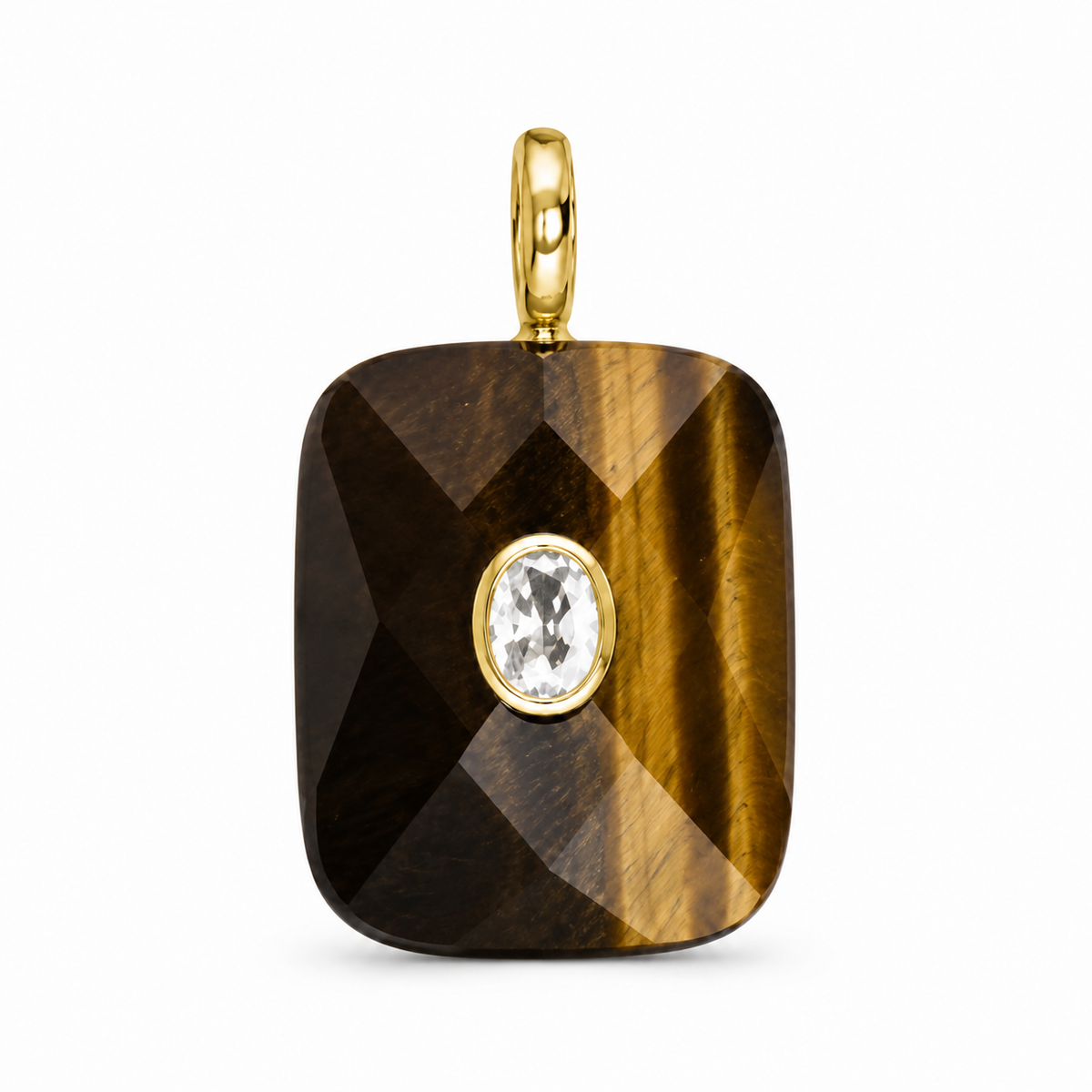 Faceted Tiger Eye Rectangular Gemstone Pendant