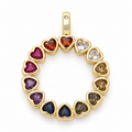 Multicolor CZ Heart Open Round Pendant