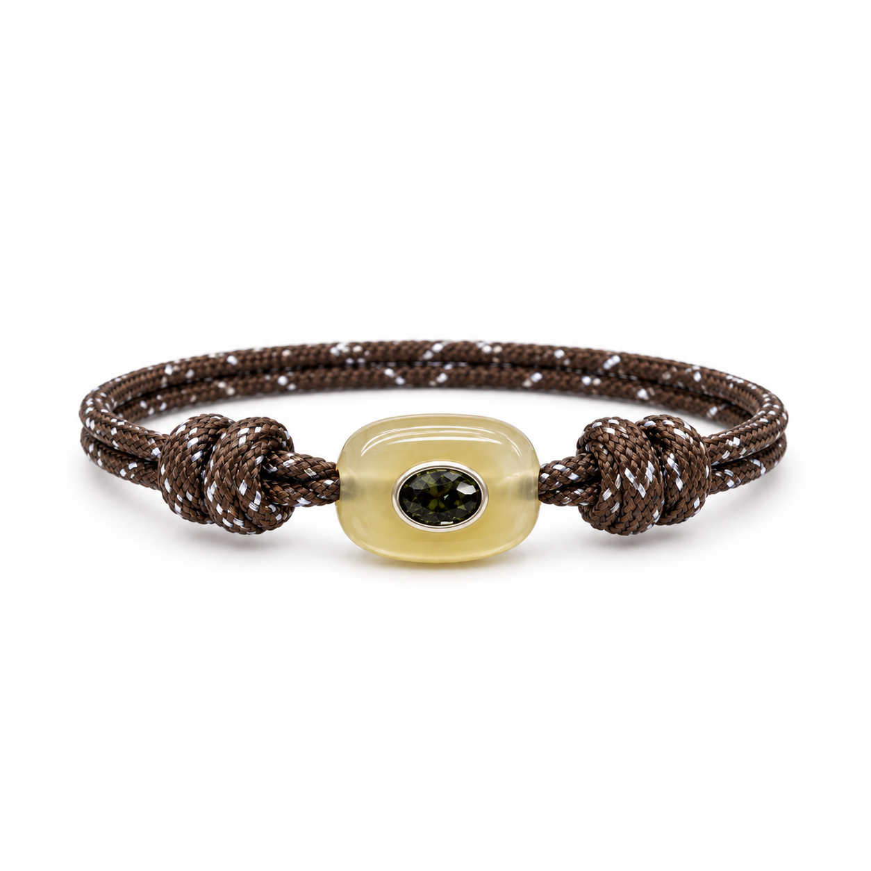 The Espresso Olive Gemstone Paracord Bracelet