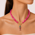 Pink Fish Charm Necklace