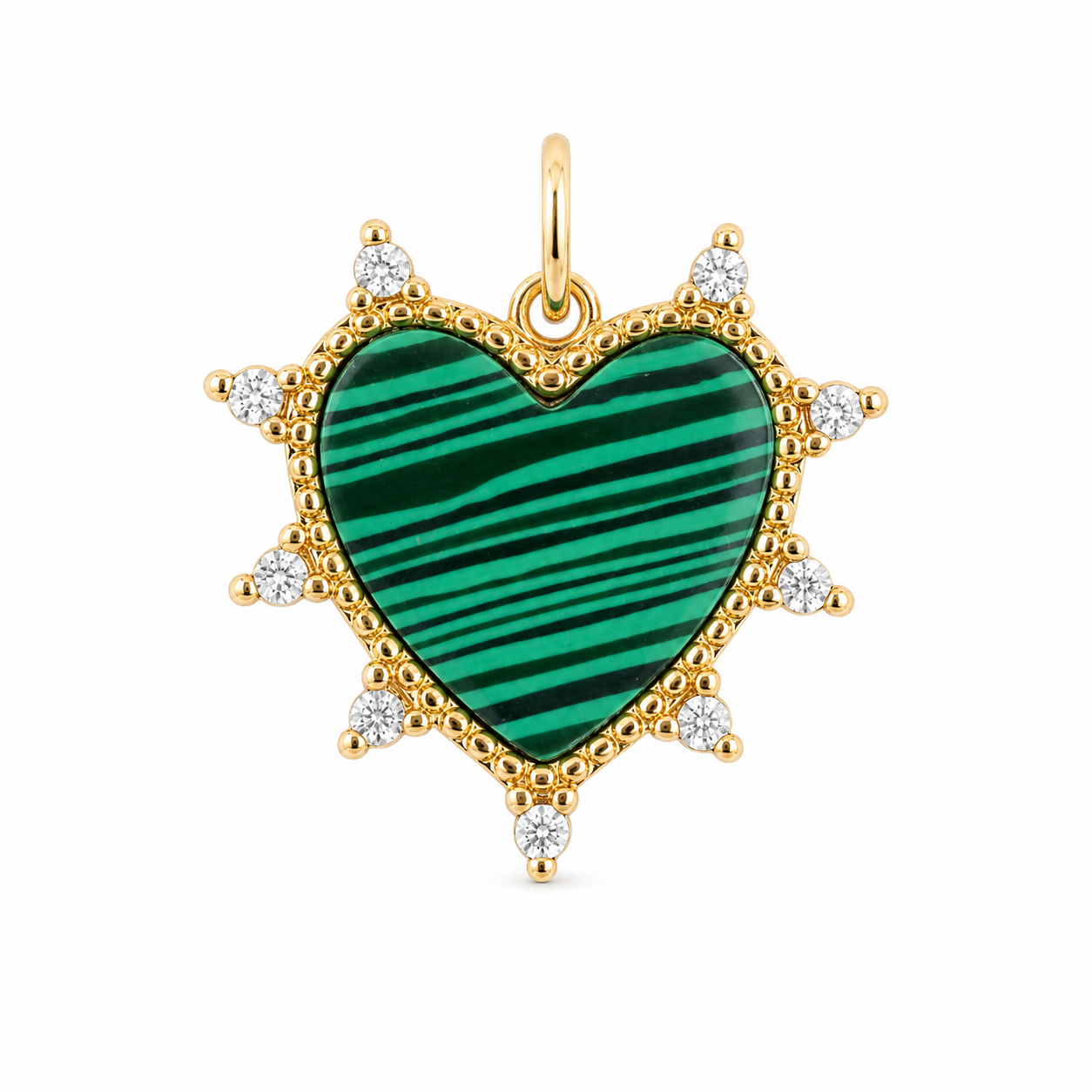 Green Striped Heart CZ Pendant