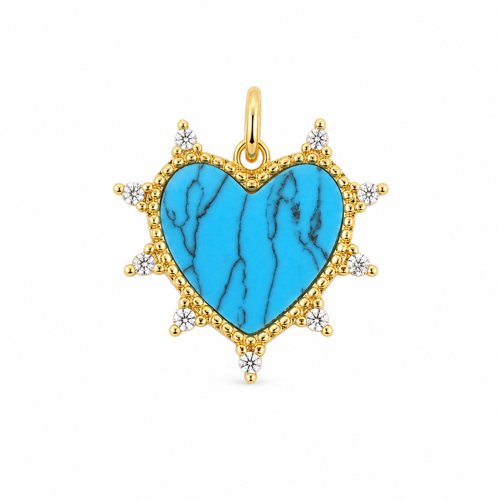 Turquoise Heart CZ Pendant