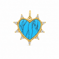 Turquoise Heart CZ Pendant