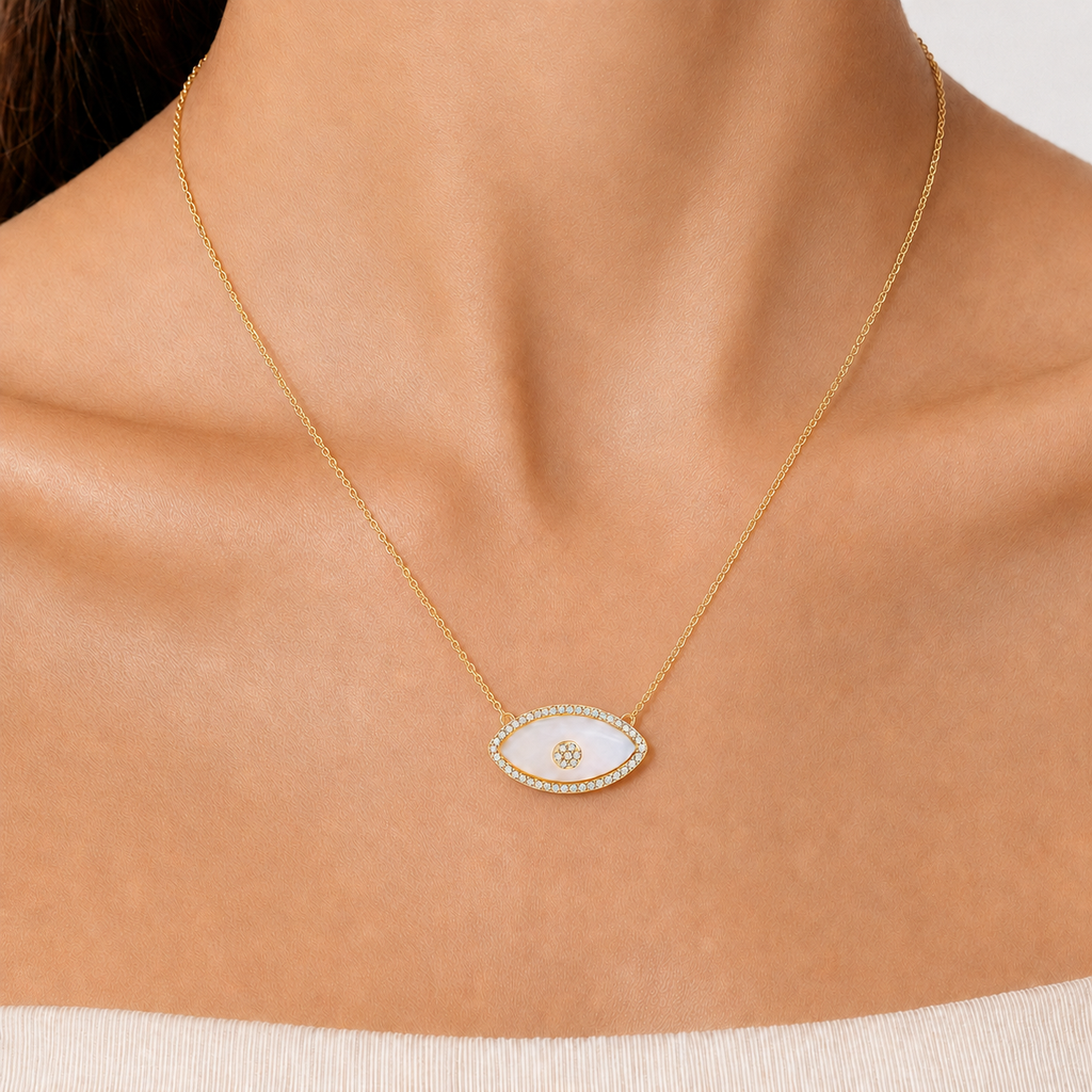 Mother-of-Pearl Evil Eye Necklace