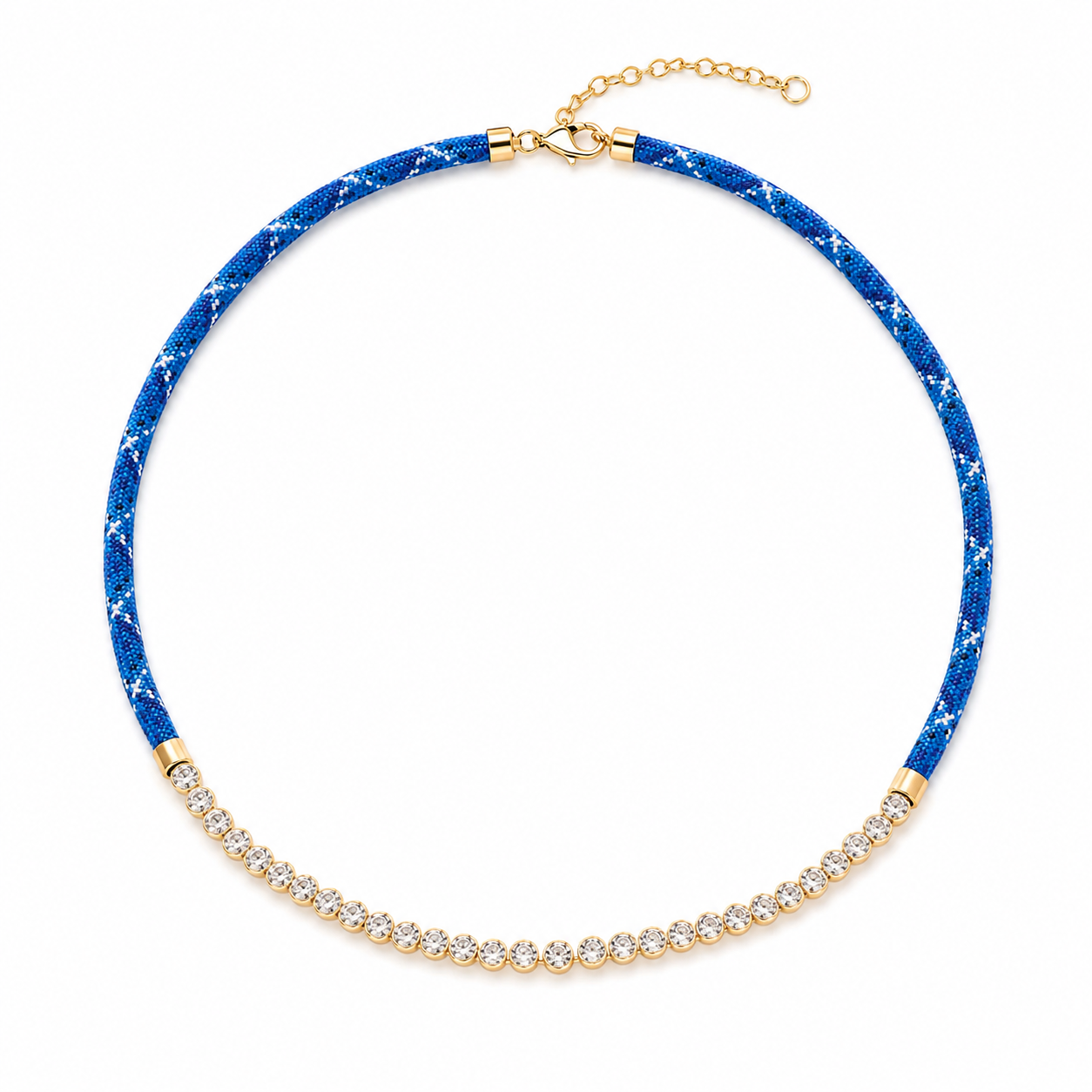 Blue Paracord & CZ Tennis Necklace