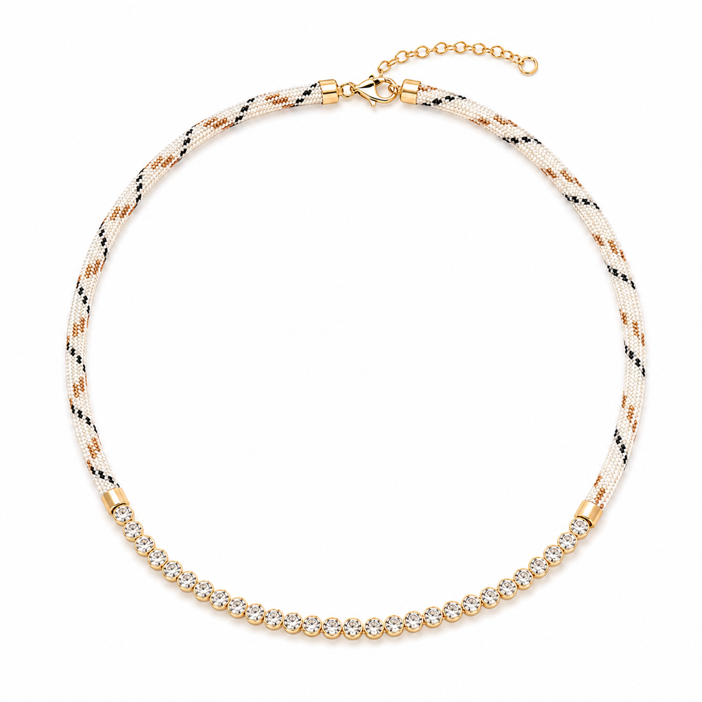 Ivory Paracord & CZ Tennis Necklace