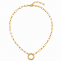 Gold Paperclip Link Charm Necklace