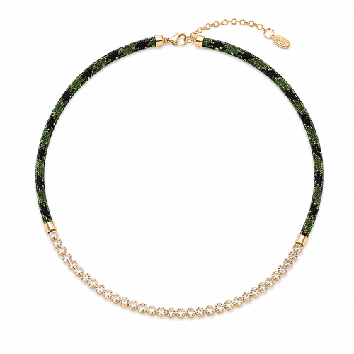 Army Paracord & CZ Tennis Necklace