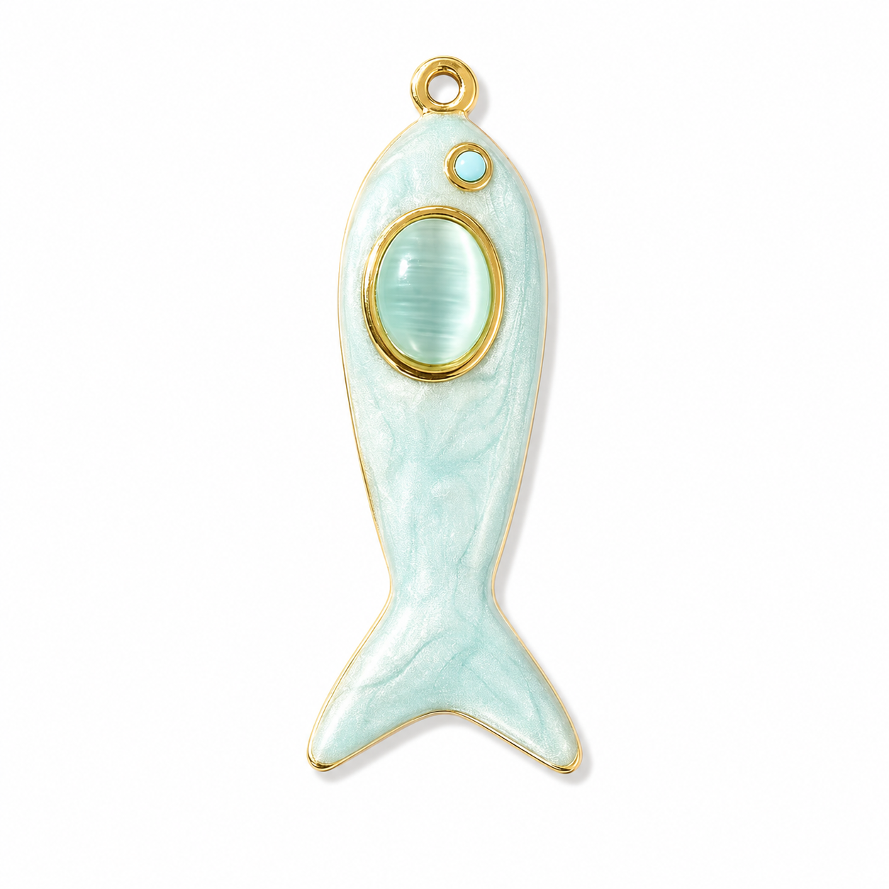 Pearlescent Aqua Fish Charm