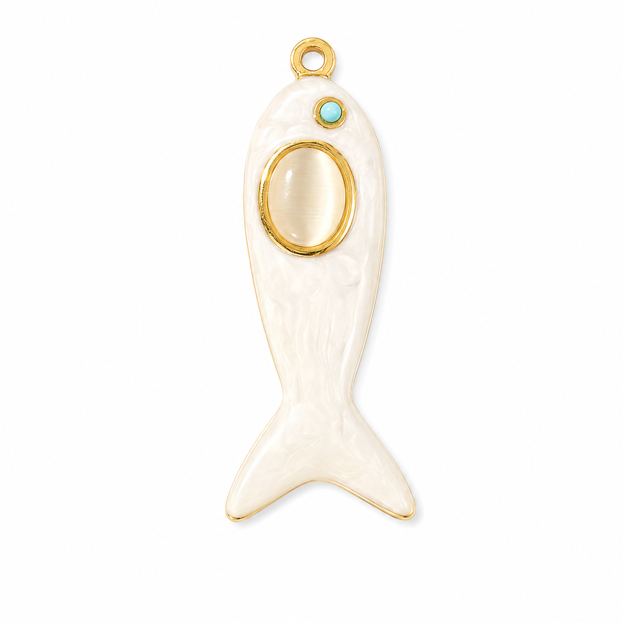 Pearlescent Ivory Fish Charm