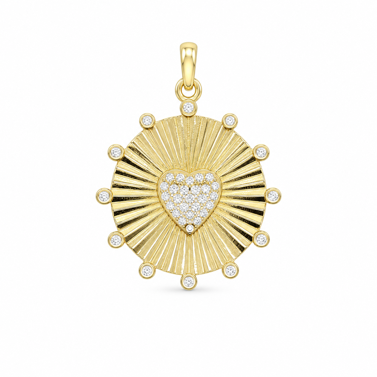 Sunburst Pavé Heart Charm