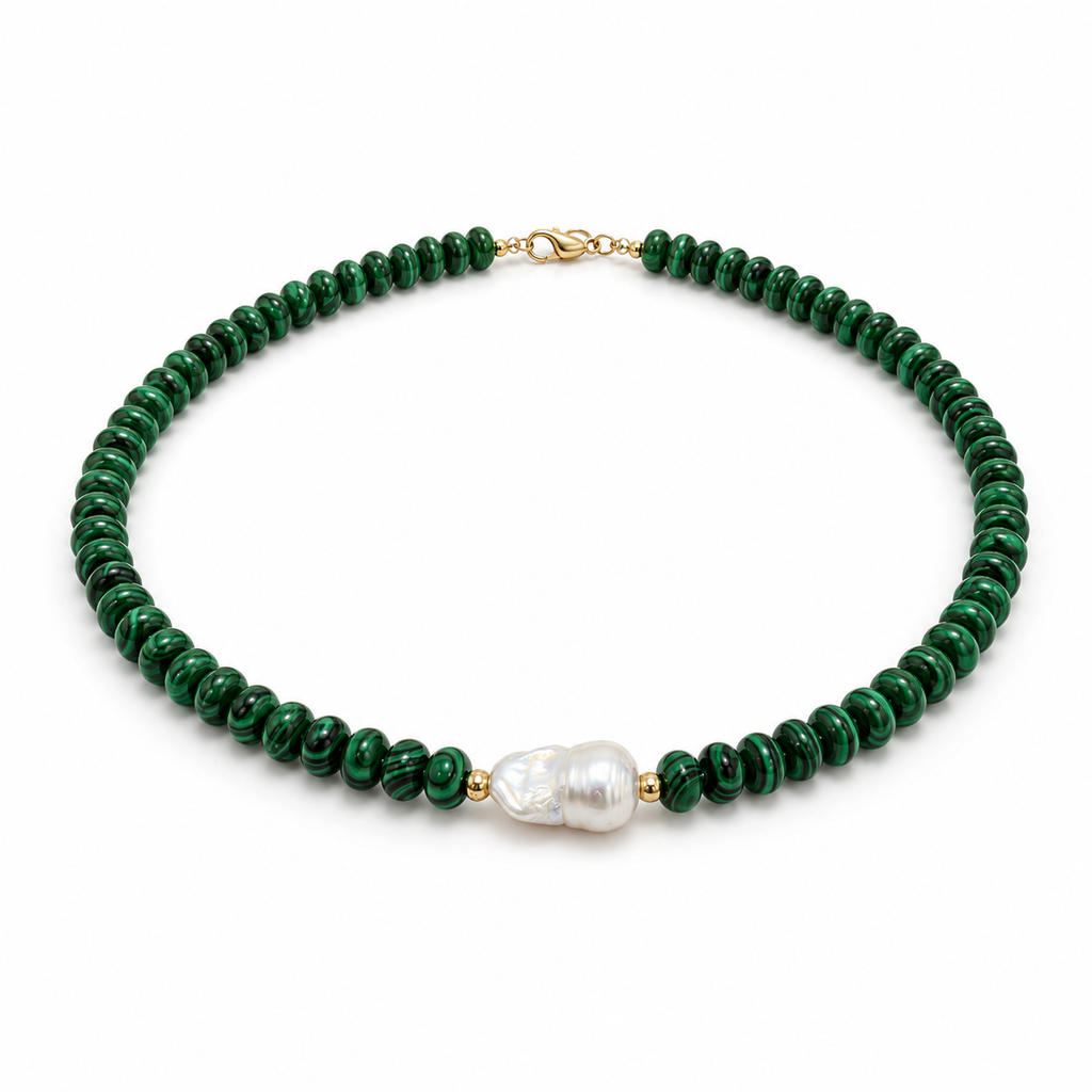 Malachite & Baroque Pearl Necklace