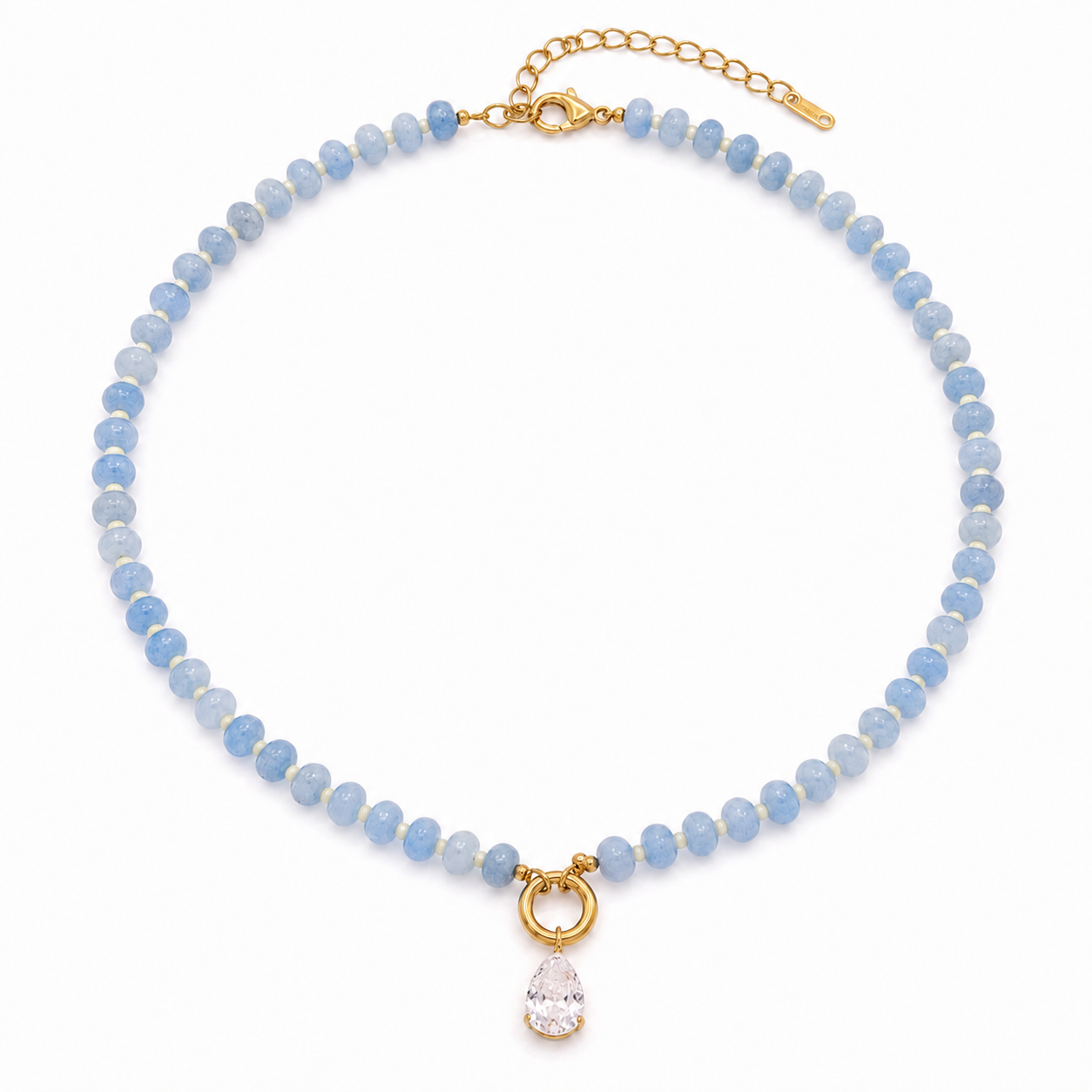 Blue Gemstone Teardrop Necklace