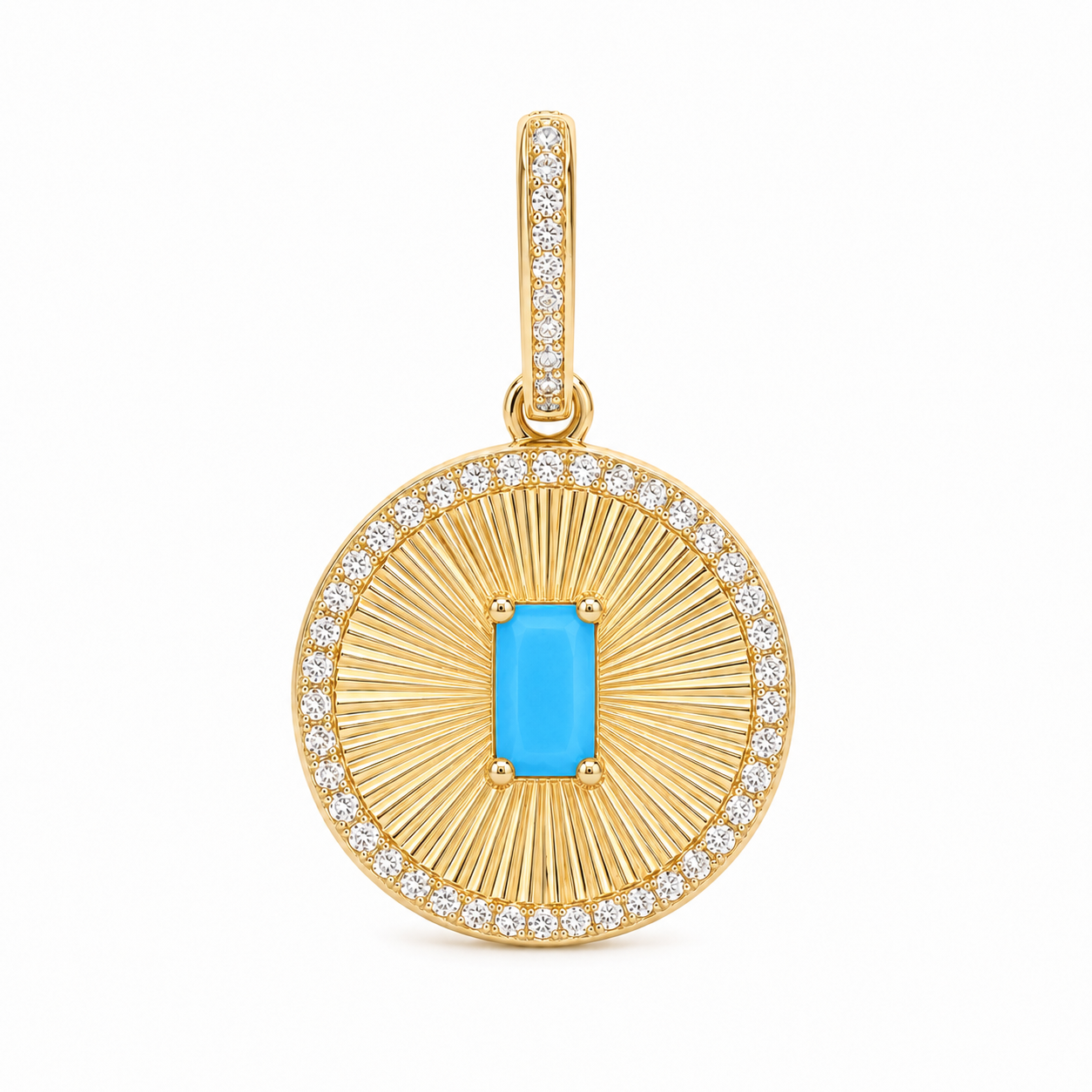 Turquoise Sunburst Pendant Charm