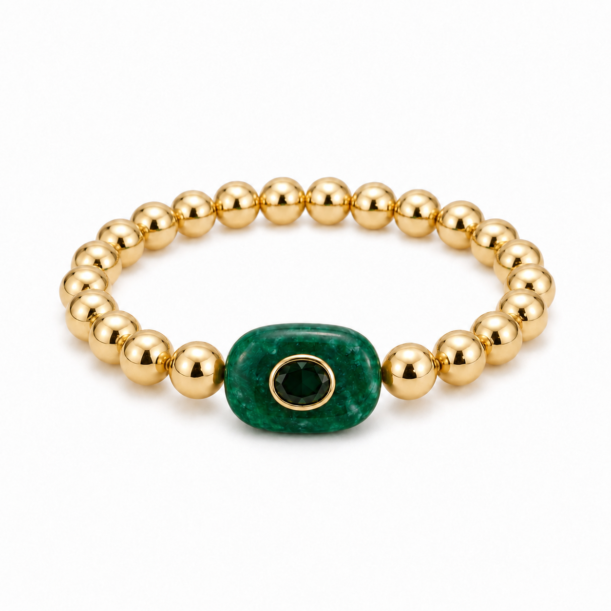 Green Gemstone Beaded Bracelet
