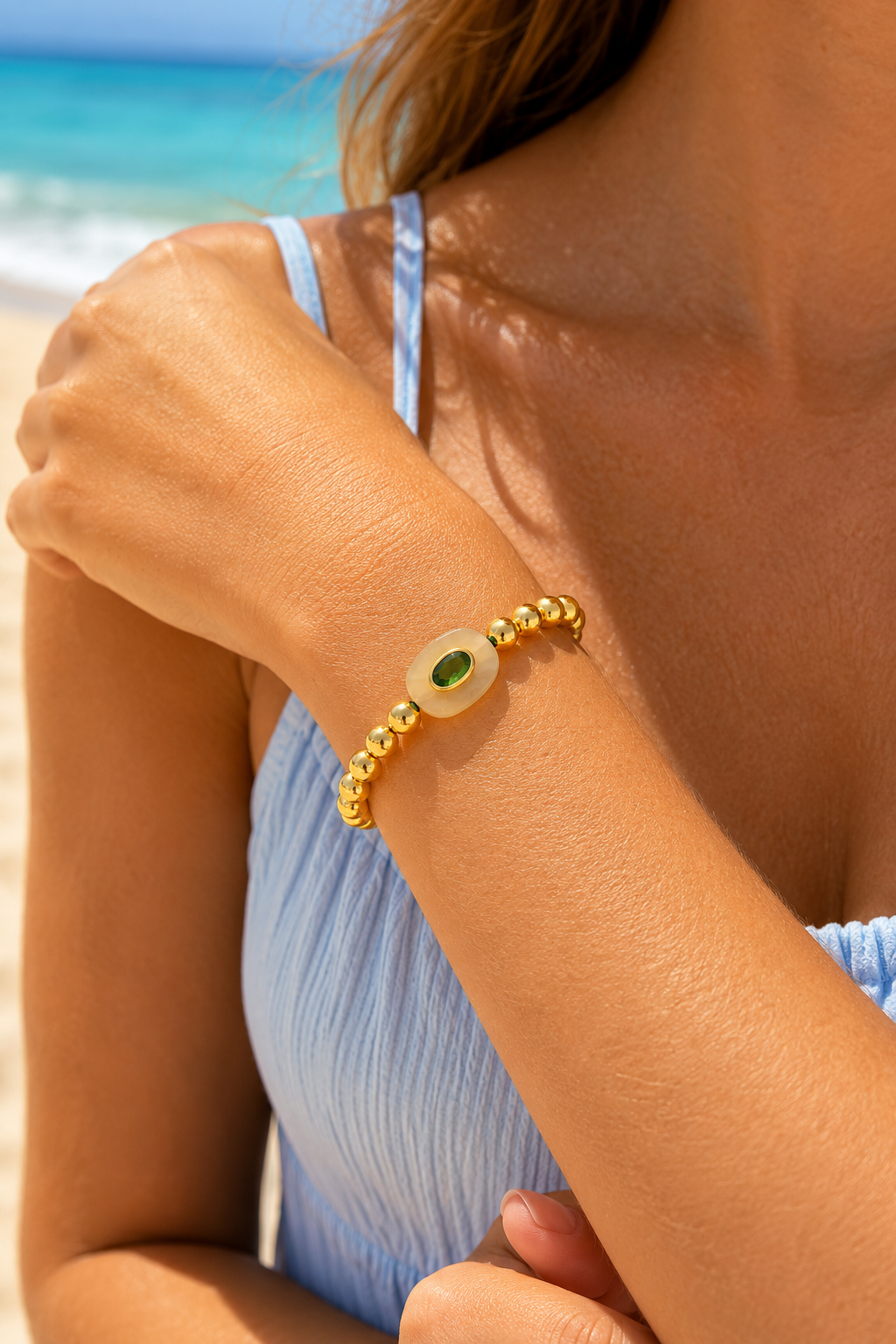 Ivory Gemstone Beaded Bracelet