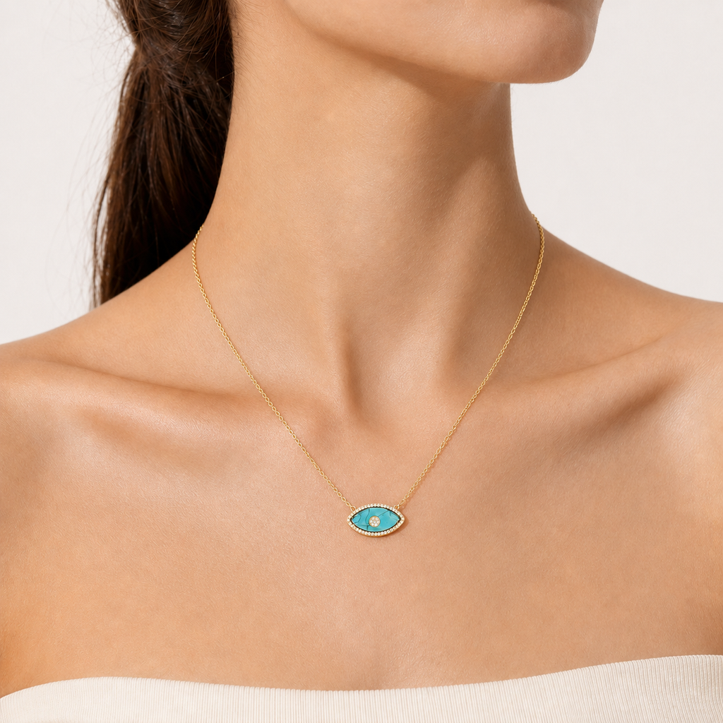 Turquoise Evil Eye Pendant Necklace