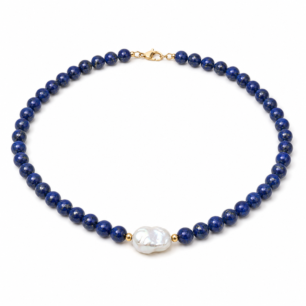 Lapis & Baroque Pearl Necklace
