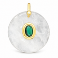 Clear Quartz & Green Accent Round Pendant