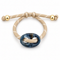Navy Marbled Link Cord Bracelet