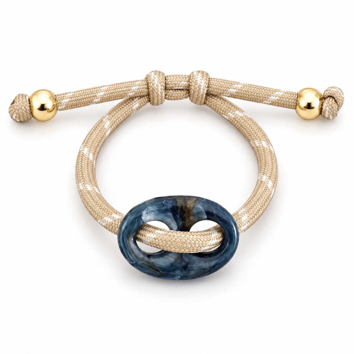 Navy Marbled Link Cord Bracelet