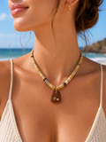Earthstone Pendant Beaded Necklace