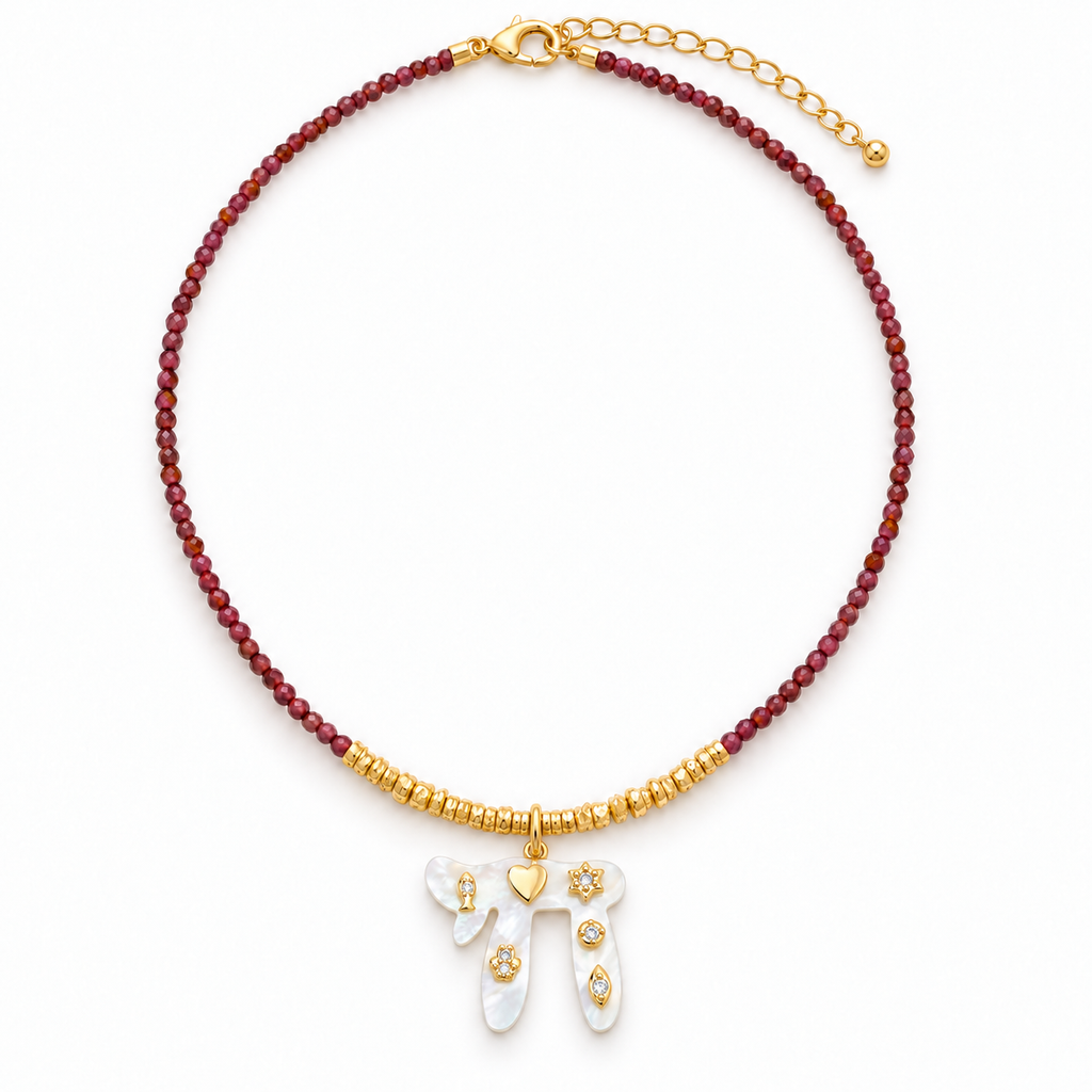 Mother of Pearl Chai Beaded Necklace