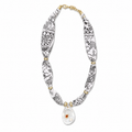 White Bandana Clear Quartz Pendant Necklace
