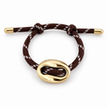 Chocolate Brown & Gold Oval Link Cord Bracelet