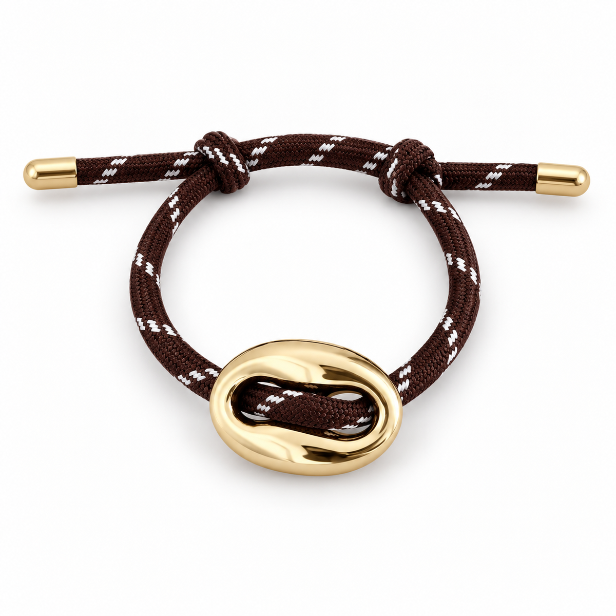 Chocolate Brown & Gold Oval Link Cord Bracelet