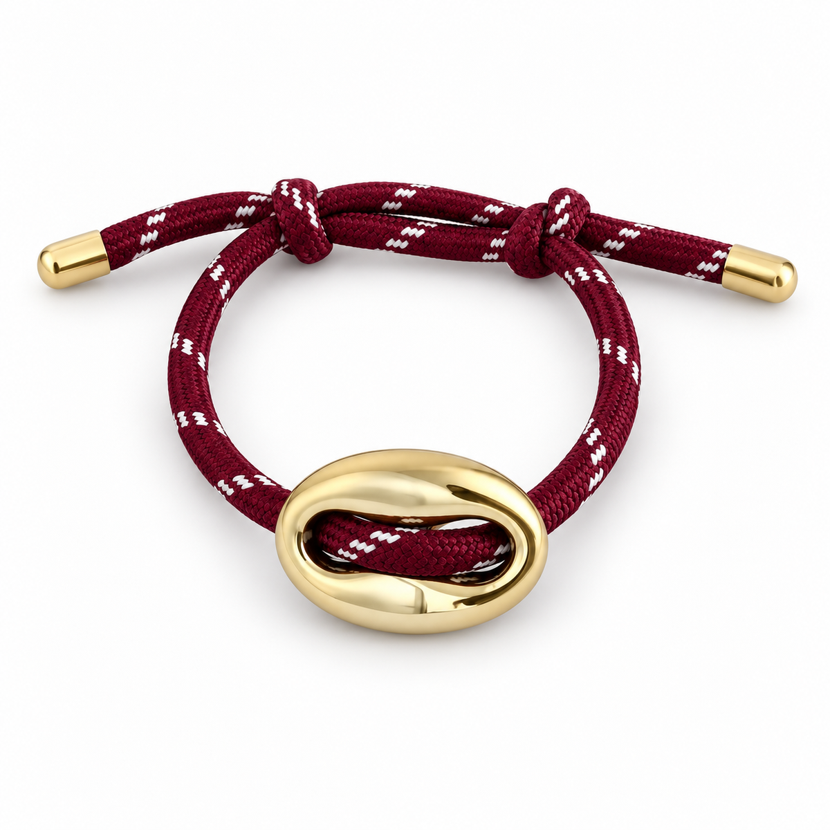 Burgundy & Gold Oval Link Cord Bracelet