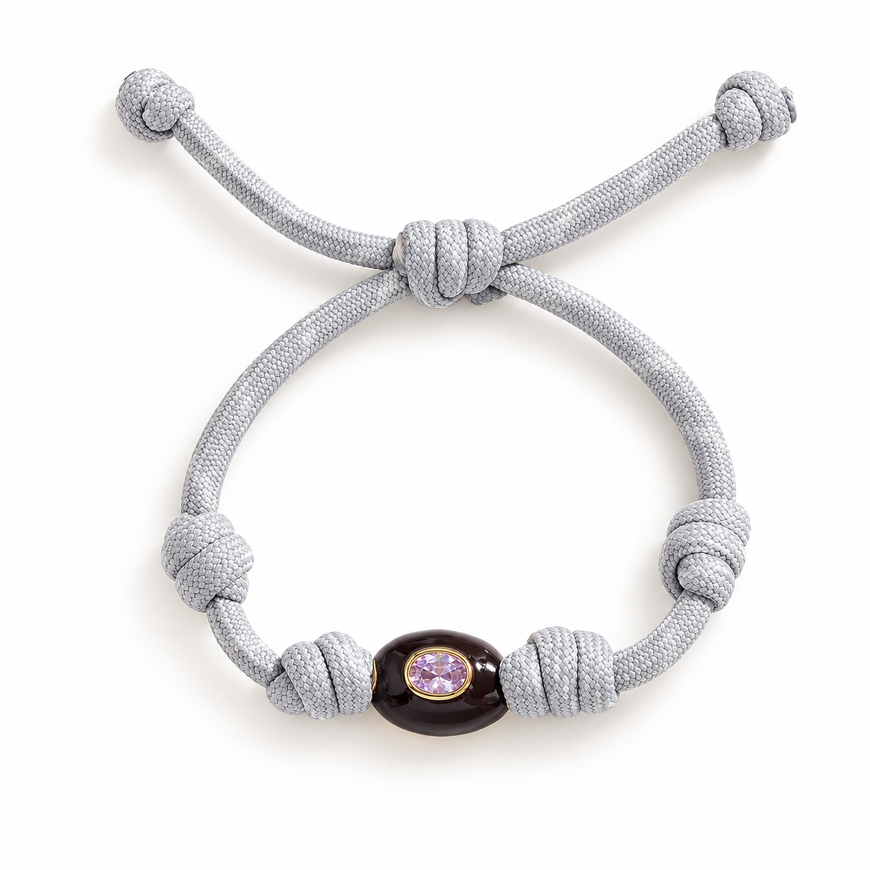 Lilac Crystal & Gray Paracord Bracelet