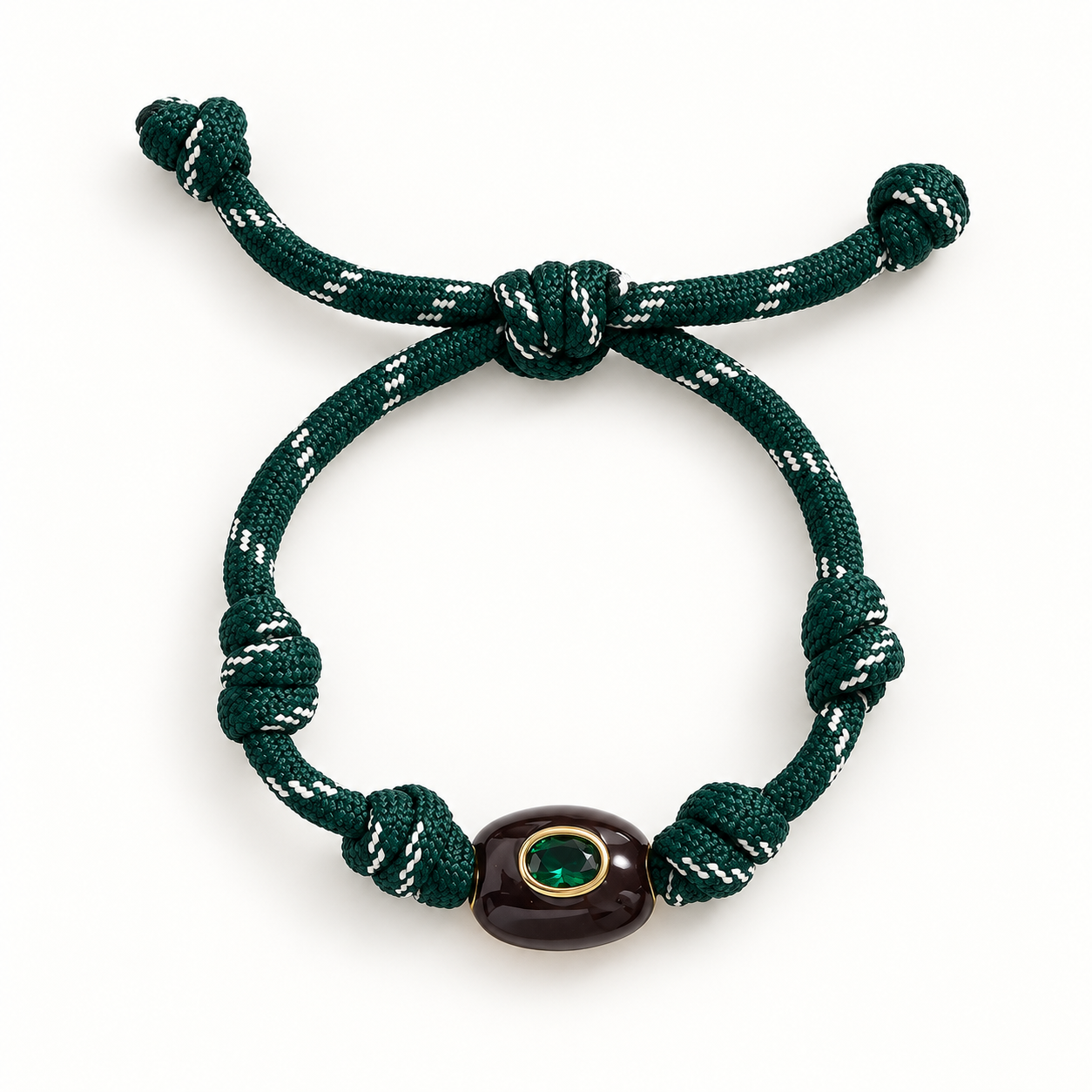 Emerald Crystal & Forest Green Paracord Bracelet