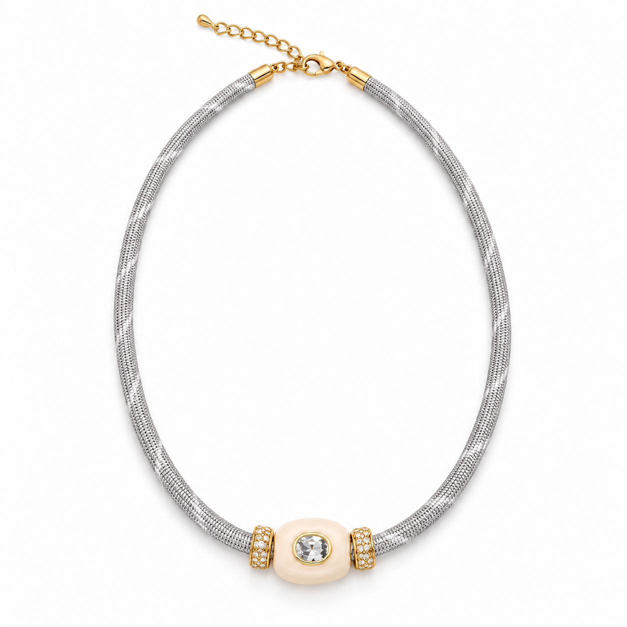 Heather Gray Paracord Crystal Necklace