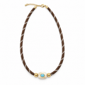 Chocolate Paracord Turquoise Necklace