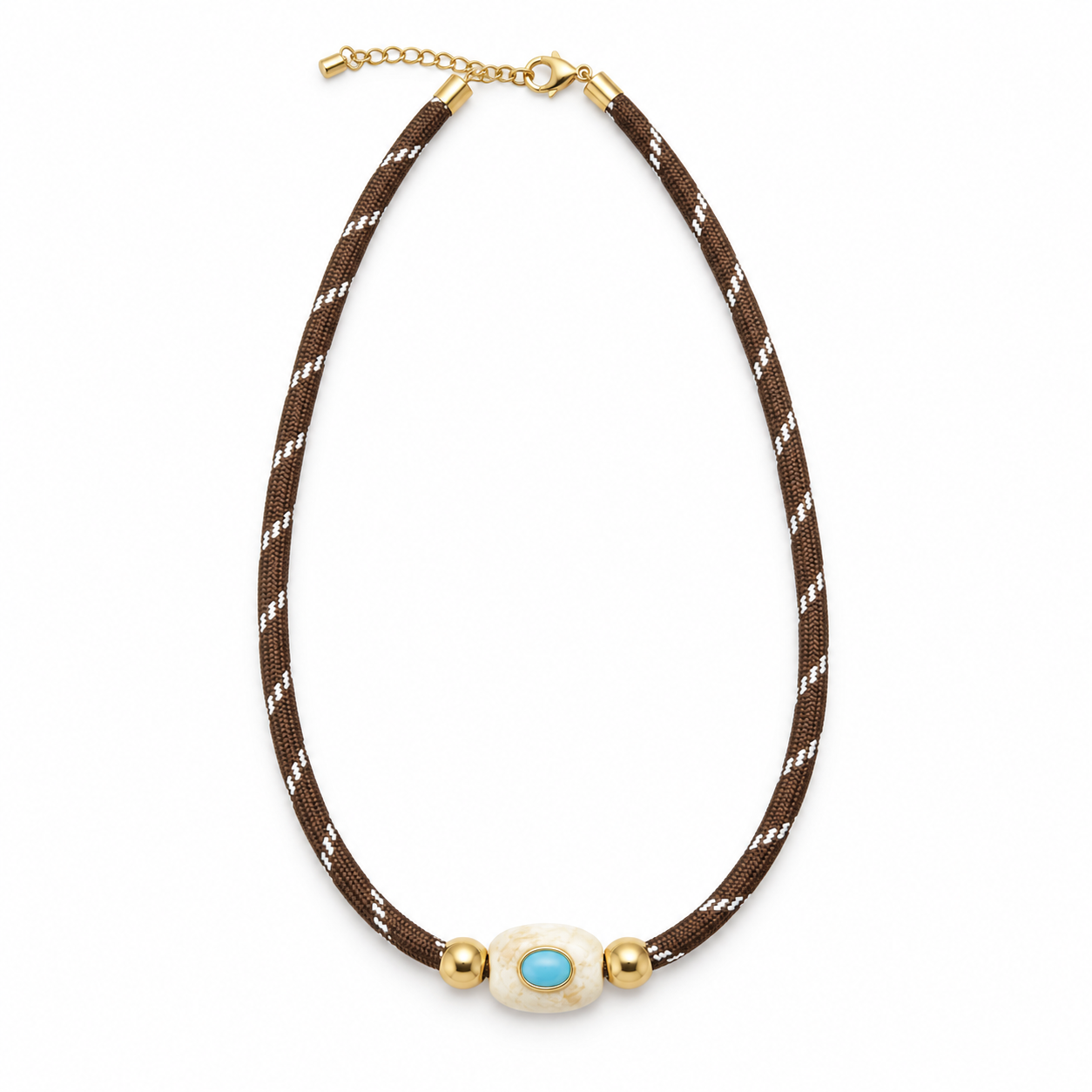 Chocolate Paracord Turquoise Necklace