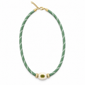 Sage Paracord Olive Crystal Necklace