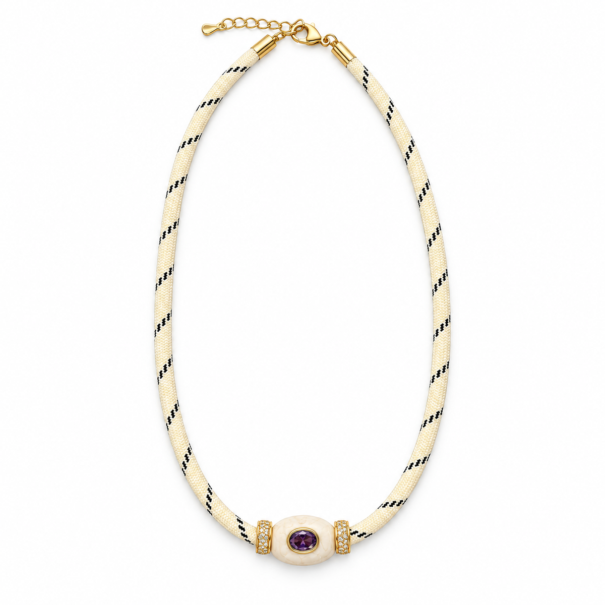 Ivory Paracord Amethyst Necklace