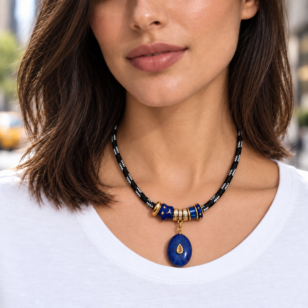 Midnight Sky Lapis Paracord Necklace