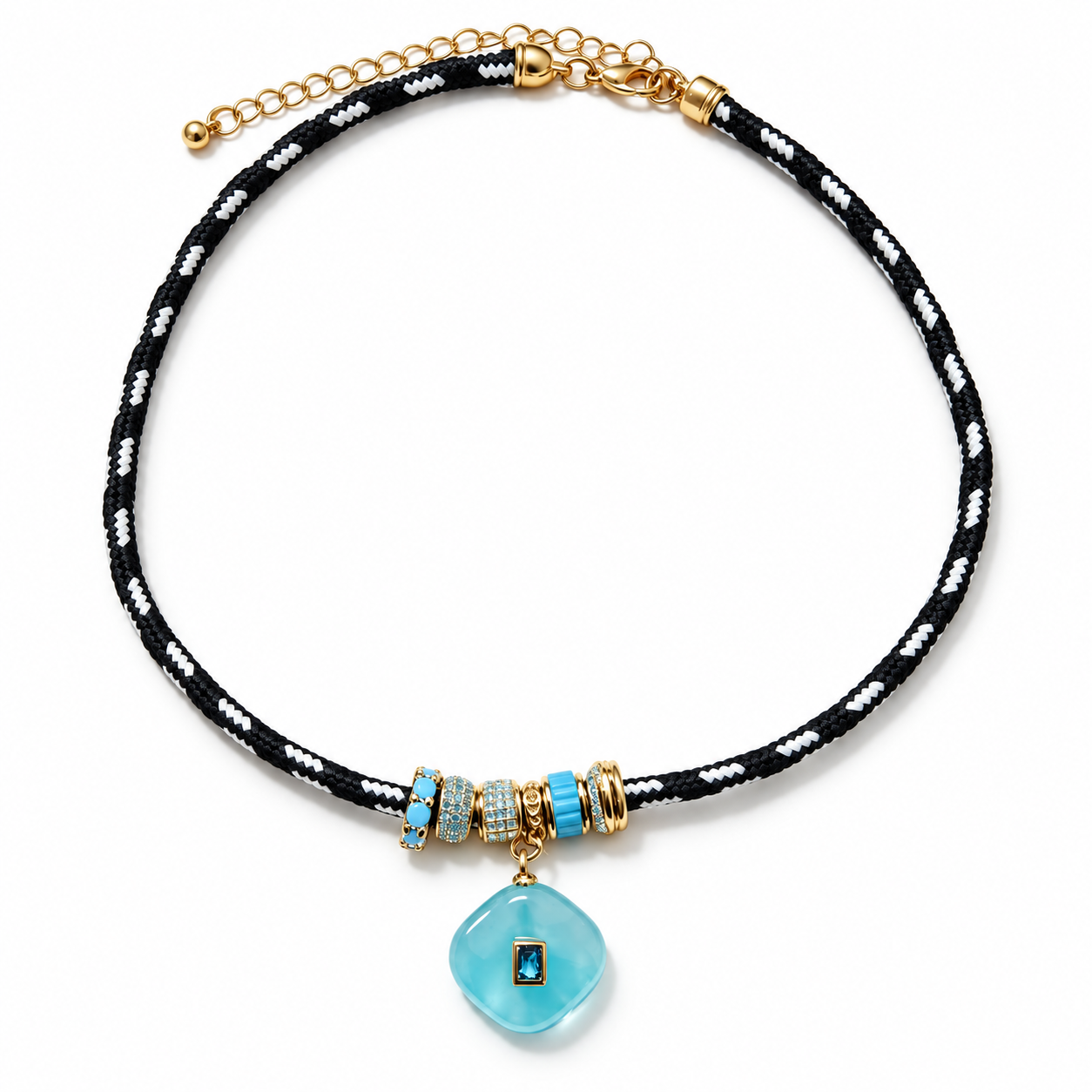 Aqua Gem Paracord Pendant Necklace